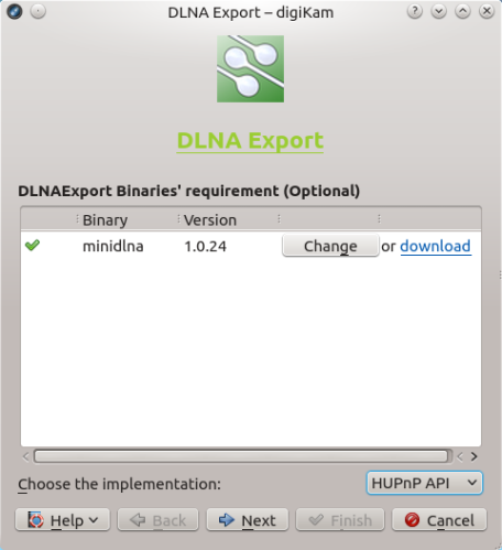 Using the DLNA Export Kipi plugin